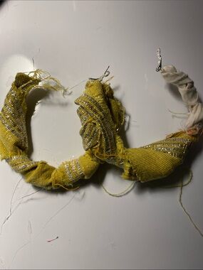 Yellow Wrapped Hoop Earrings with Silver Thread Detail